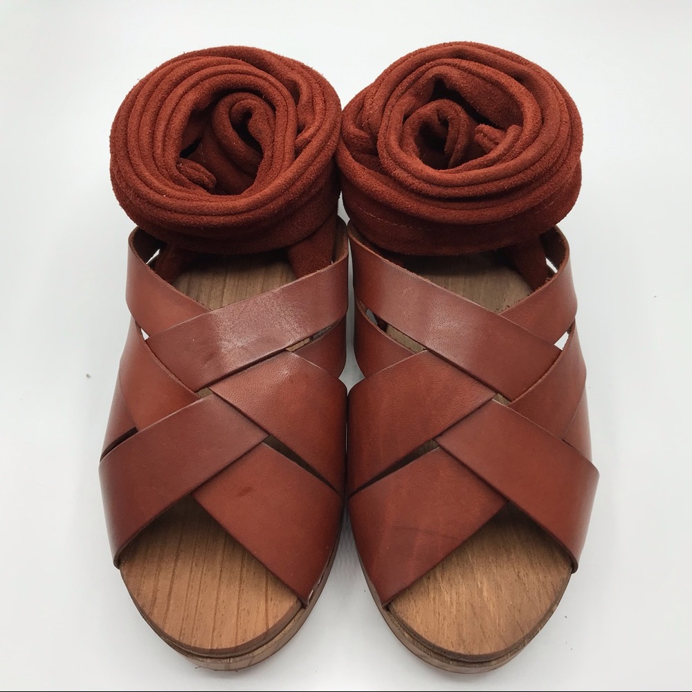 Free People Leather Sandals Emmy Wrap Clogs - Picture 4 of 7